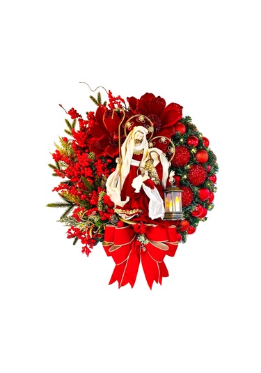 Xiyyadms 30 Cm Kırmızı Abs Noel Kapı Çöreği - Hediyelik Kutulu Dekoratif Açık Kapak Tasarımı