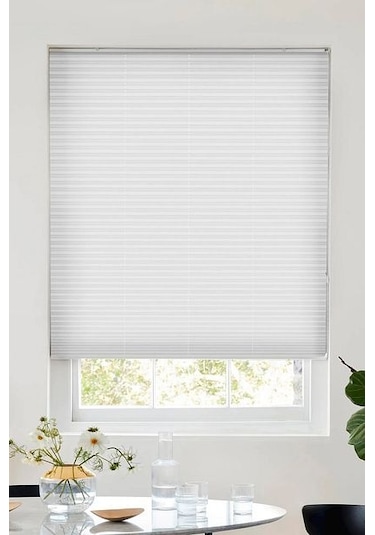 Beyaz 09-01 Plise Perde - Katlanır Cam Balkon Perdesi Beyaz