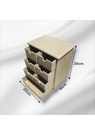 Ahşap Boyanabilir 7 Çekmeceli Çok Amaçlı Organizer Kutu