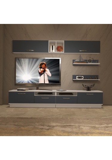 Decoraktiv Trendstyle 5220 Mdf Tv Ünitesi Tv Sehpası Beyaz - Antrasit