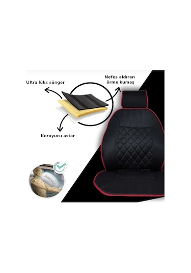 Point Alfa Romeo 146 Sedan Oto Siyah-kırmızı Ön İki Koltuk Minderi