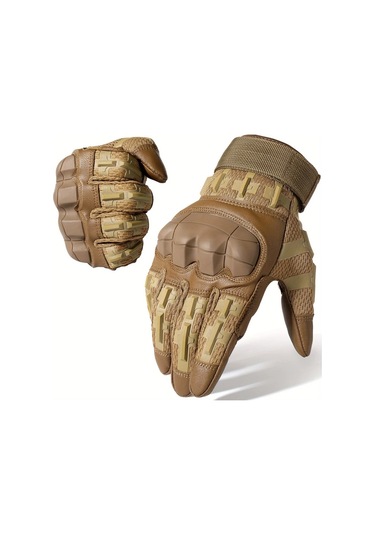 Techbloom 1 Çift Meromıbe Erkek Dokunmatik Ekran Tam Parmaklı Eldiven Brown S Siyah Nylon Karma Güvenli Bilek Kayışı Pedli Avuç İçi