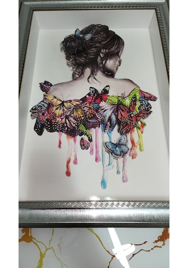 Kelebekli Kız 35 X50 Rölyef Tablo