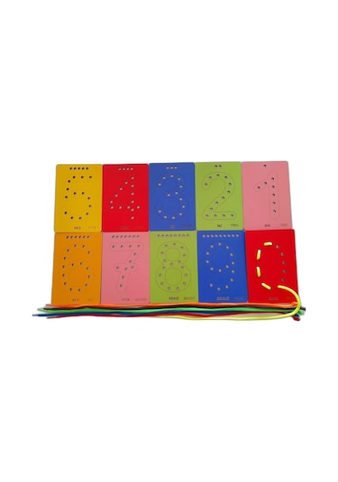 Eğitici Ahşap Rengarenk Delikli Ince Motor Beceri Geliştirici Mon