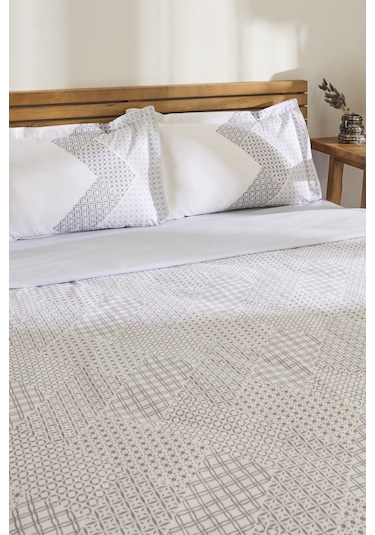 Kaşmir Home Flavo %100 Pamuk Çift Kişilik Nevresim Takımı Gri Gri