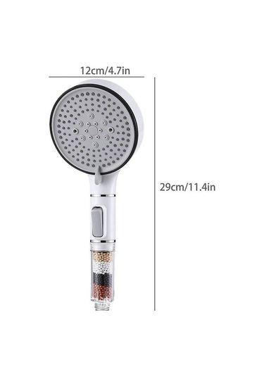 Novahub Siyah 5 Modlu Duş Başlığı Yüksek Basınç Filtreli Yağış El Duş Başlığı Su Tasarruf Memesi Banyo Aksesuarları Siyah Siyah