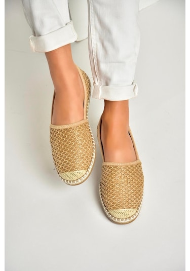 Fox Shoes D280250017 Vizon Hasır Kadın Ayakkabı Vizon-hasir