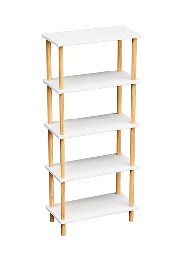 İntergo Dekoratif 5 Raflı Ahşap Ayaklı Kitaplık