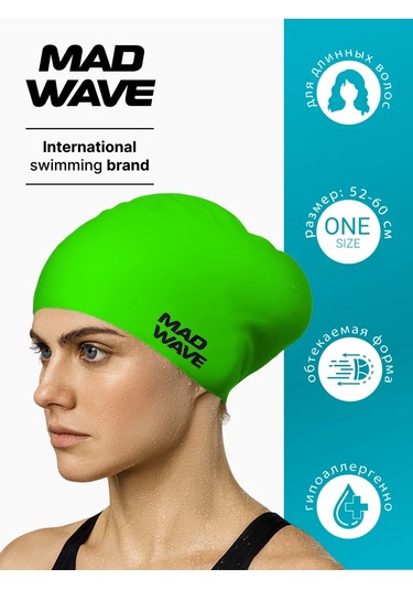 Mad Wave Uzun Saçlar İçin Silikon Havuz Bone İsi: Uzun Saçlar 343950391 Yeşil