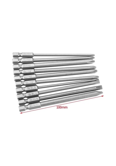 Ccgloball 10'lu Paket S2 Çelik Phillips Kafa Ph1 Ph2 Oluklu Tornavida Uç Seti