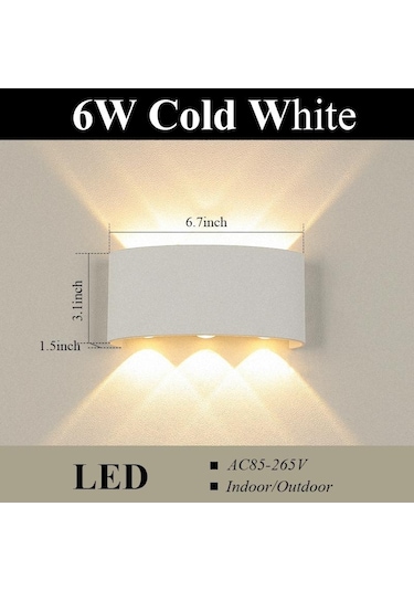 Led Duvar Lambası İç Aydınlatma Aplik Lamba Ac85-265v Ev Dekor Aydınlatma Armatürü İçin 6w Cold White Beyaz