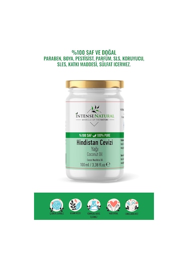 Intense Natural Hindistan Cevizi Yağı Soğuk Sıkım 100 ML