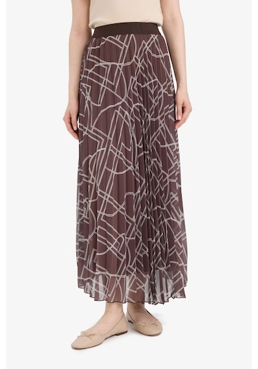 DeFacto Desenli Pilise Şifon Maxi Tesettür Etek E5454AX25SPBN318