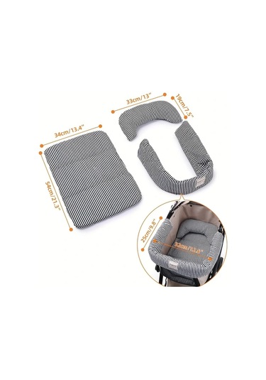 Fochsia Siyah 3 Parça Evcil Hayvan Arabası Yatağı Seti Yastıklı Yastık Yıkanabilir