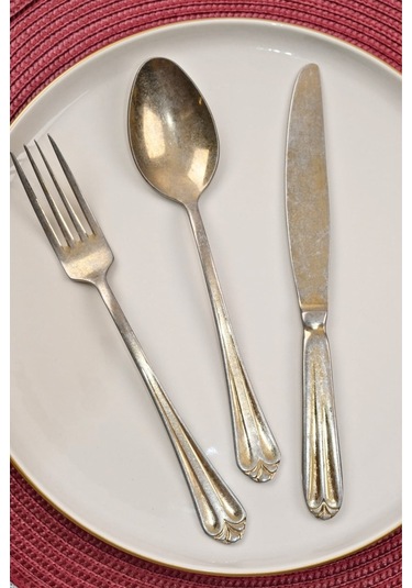 Lugga Maya Eskitme Gold Yemek Çatal Kaşık Bıçak Takımı 18 Parça Eskitme - Gold