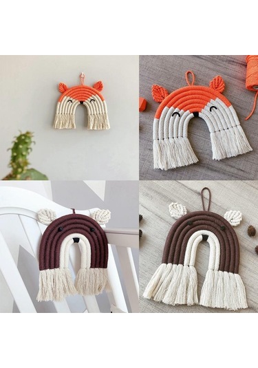 Tilki Ayı Gökkuşağı Geyik Makrome El Dokuma Çocuk Odası Bulut Odası Goblen Dekor Br