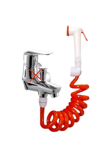 Plasyay Spiral Mandallı Şattaf Duş Hortum Seti Turuncu 2.5  Metre Turuncu