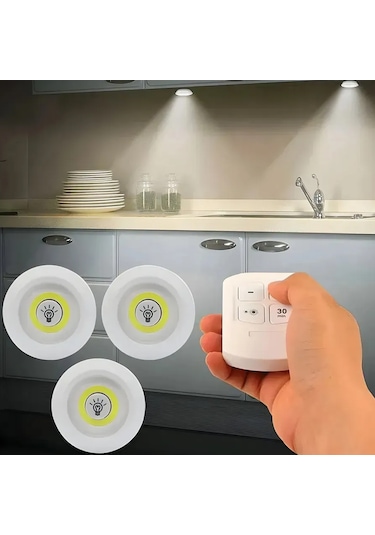 Cob Led Aydınlatma Pilli Kumandalı 3 Adet Volemi V-3+1 Beyaz