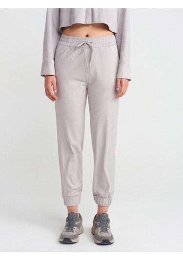 Dilvin 71594 Manşetli Jogger Süet Pantolon Gri