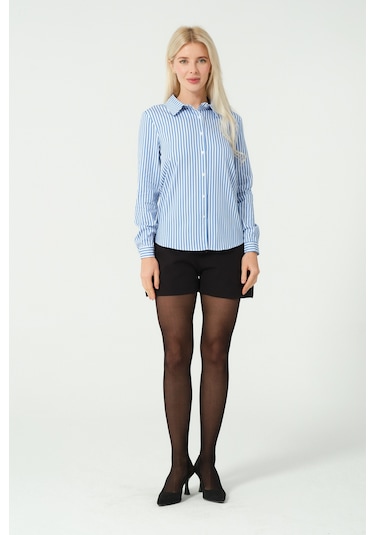 S'amore Clothing Çizgili Gömlek Mavi Multi Mavi