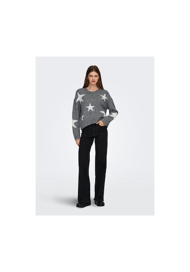 Only Onlazu Ls Star O-neck Knt Gri