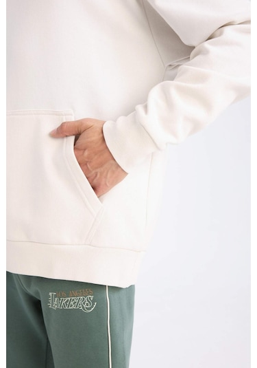 DeFactoFit NBA Boston Celtics Oversize Geniş Kalıp Kapüşonlu Sırt Baskılı Kalın Sweatshirt D3242AX24WNBG662