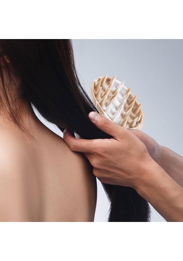 Suntek Saç Derisi Masaj Aleti Yıkama Bakım Fırçası Ev Banyo Kahve Rengi