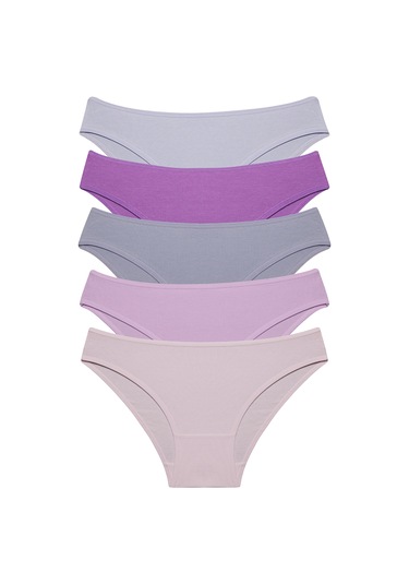 Mor Kadın Külot 5 Li Paket Pamuklu Likralı Mor