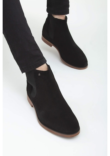 Tamer Tanca Erkek Hakiki Deri Siyah Süet Casual Bot 383 3655 B Erk Bot Sk19/20 Sıyah Suet