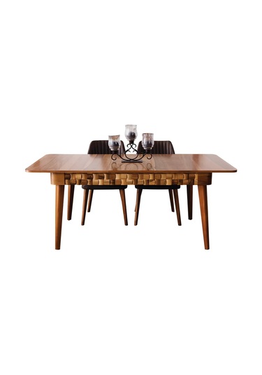 Amazon Yemek Odası Takımı Yemek Masası + 4 Adet Sandalye Kahverengi