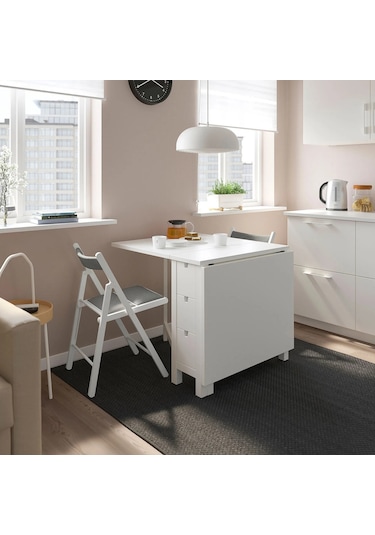 Ikea Beyaz Modern Yemek Masası - Katlanır Mutfak Masası