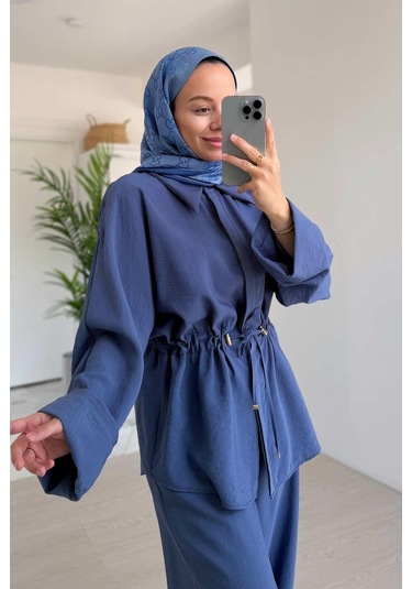 Rahat Kesim Büzgü Detaylı Takım - İndigo I Ndigo