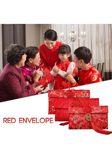 Yifomall Çin Düğümü Desenli İki Para Desenli Kadife Dokuma Cüzdan, Düğün Hediyesi İçin Bin/on Bin Yuanlik Mutluluk Çantası, Ev Kullanıma Uygun, Kullanımı Kolay, Dayanıklı