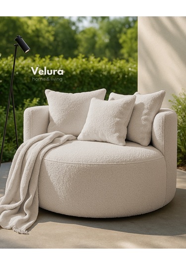 Miz Berjer & Puf & Armut & Tekli Koltuk & Dinlenme Koltuğu - Krem Krem