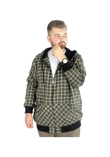 Mode Xl Erkek Oduncu Kapsonlu Sweat Pocket 21574 Yeşil 001