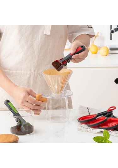 Pazly Yeşil Silikon Ölçüm Kabı Kaşık Seti 8 Adet Ev Mutfak Pişirme El Sanatları Kaşık Ölçüm Aracı Yeşil