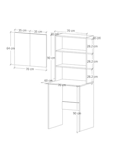 Çamaşır Makinesi Dolabı 3 Raflı Kapaklı Banyo Dolabı Beyaz %100 M Beyaz