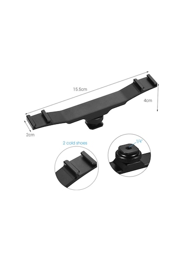 Dslr için Flaş Bracket İki Girişli Flaş- Led- Mikrofon Tutucu