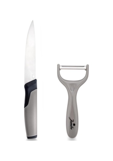 Bloomnest Akıllı Gri Kesme Tahtası Seti - Bıçak + Soyacak + Kesme Tahtası Gri