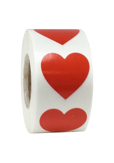Rulo Kalp Çıkartması, Sevgililer Günü Etiketleri, Aşk Her Rulodan 500 Adet, Kırmızı Çok Renkli