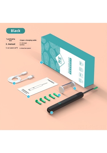 Hangfox Çocuklar İçin Kablosuz Görünümlü Kulak Temizleyici - Ne3-a Hd Endoskopik Kulak Kaşığı, 50 Dakika Pil Ömrü, Taşınabilir Ve Güvenli Tasarım