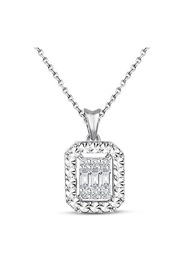 0.15 Ct. Modern Tasarım Baget Kare Tektaş Kolye