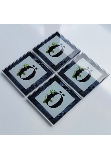 Decorita Cam Bardak Altlığı Ö Harfli Tasarım 4'lü Takım 10 x 10 CM Çok Renkli