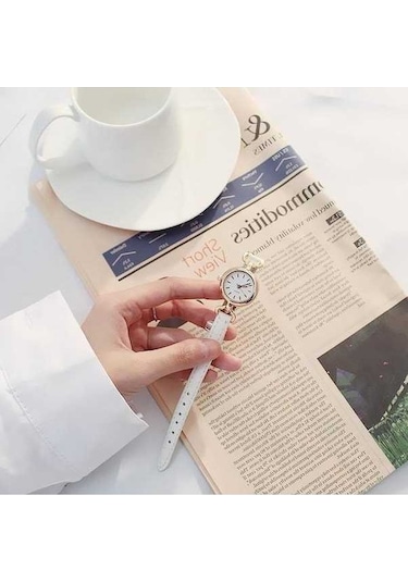 Bosphorusboutique02 İnce Kuvars Bilek Saati - Pembe Pu Deri Kayış Kadın Moda Saat - Mini Arama Saatler - Çok Renkli Kuvars Saatler Çok Renkli