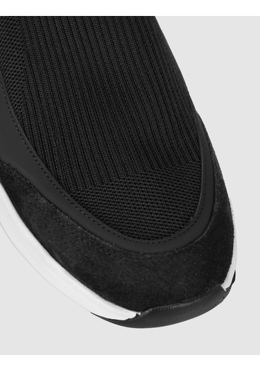 Cabani Siyah Modern Triko Slip-on Sneaker Siyah - Neon Yeşil