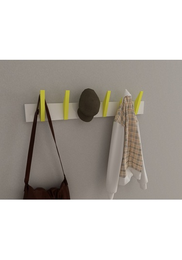 Hepsi3boyutlu Modern Duvar & Kapı Kanca Askılık - 6 Adet Sarı Kanca Askılık - Model No : 4 Sarı