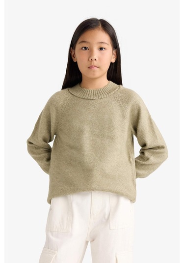 Defacto Kız Çocuk Bisiklet Yaka Triko Kazak F2755a825wngn1110 Yeşil