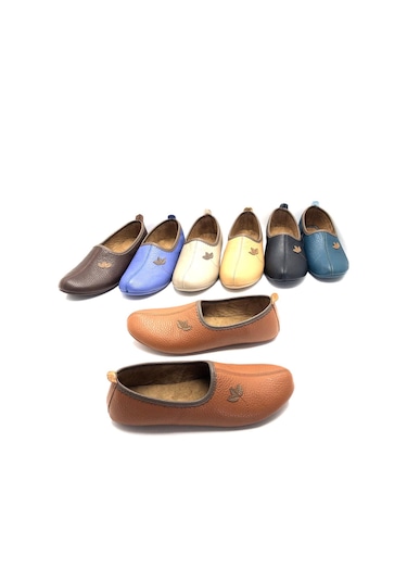 Deritarz Hakiki Deri Hac Umre Tavaf Patiği Ve Ev Ayakkabısı Taba