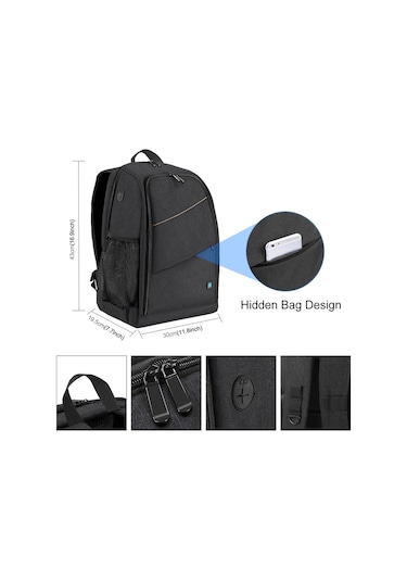 Butu Puluz Pu5011 Taşınabilir Su Geçirmez Çizilmeye Dayanıklı Sırt Çantası Kamera Taşıma Çantası - Siyah