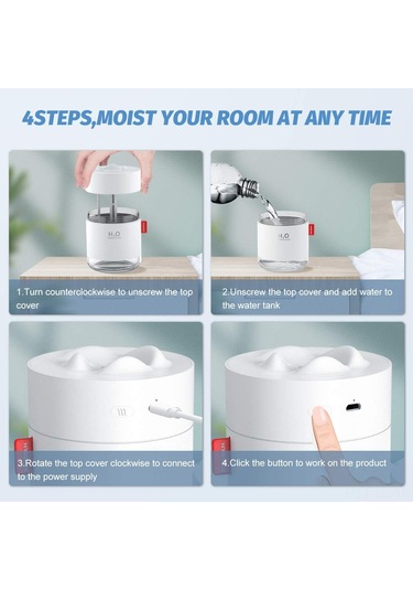 Leezsing Usb Ultrasonik Ev Ofis Araba Nemlendirici 500ml - 30-50ml/saat Buhar Çıktısı - Tahta/portatif Abs Materyal